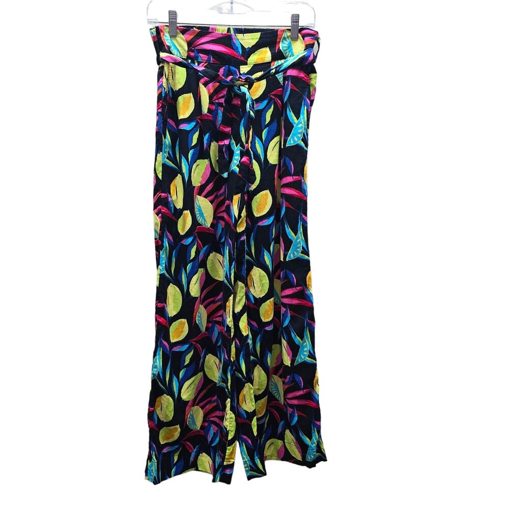 Tabitha Brown x Taget Lemon Print Linen Blend Wide Leg Pants Multicolor SZ Small